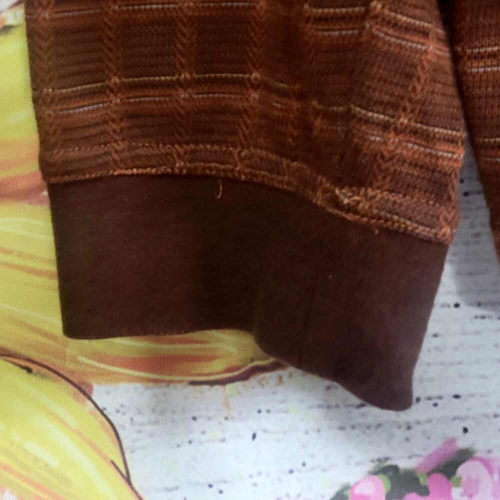 Van Heusen Polo Shirt Mens Brown (Rust) Plaid Long Sleeve Shirt Size XXL - Picture 4 of 7